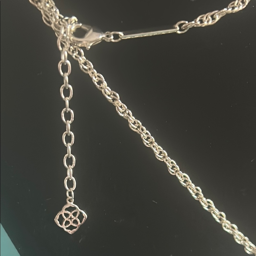 Kendra Scott Rayne Mother of Pearl Pendant Tassel Fringe Silver Tone Necklace - Picture 3 of 8